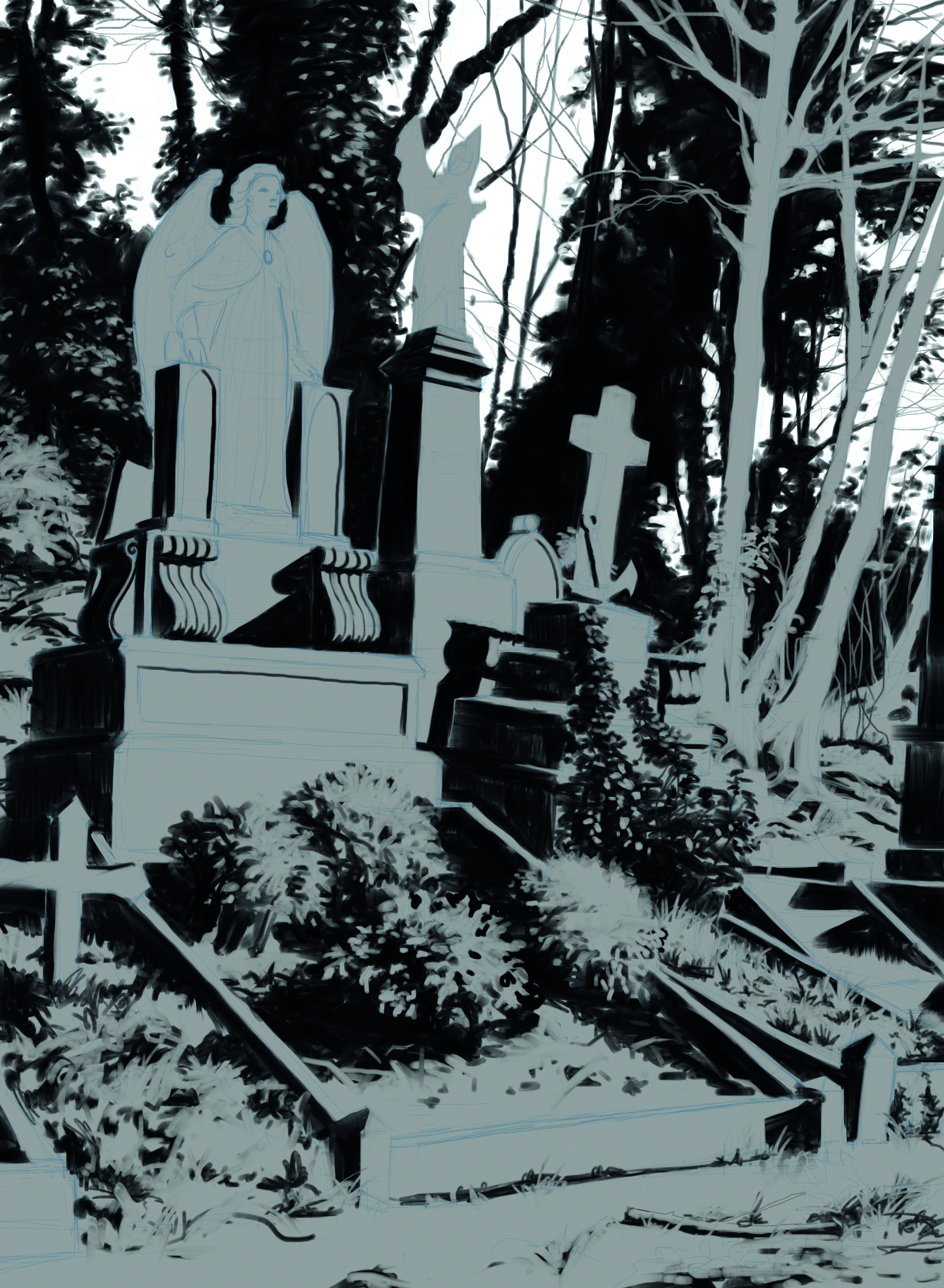 Karlsimon visits Highgate Cemetery to show how comic book techniques can be applied to digital tablet painting