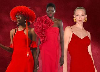 collage of red spring 2023 color trend