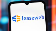 Leaseweb logo and branding pictured on a smartphone screen.