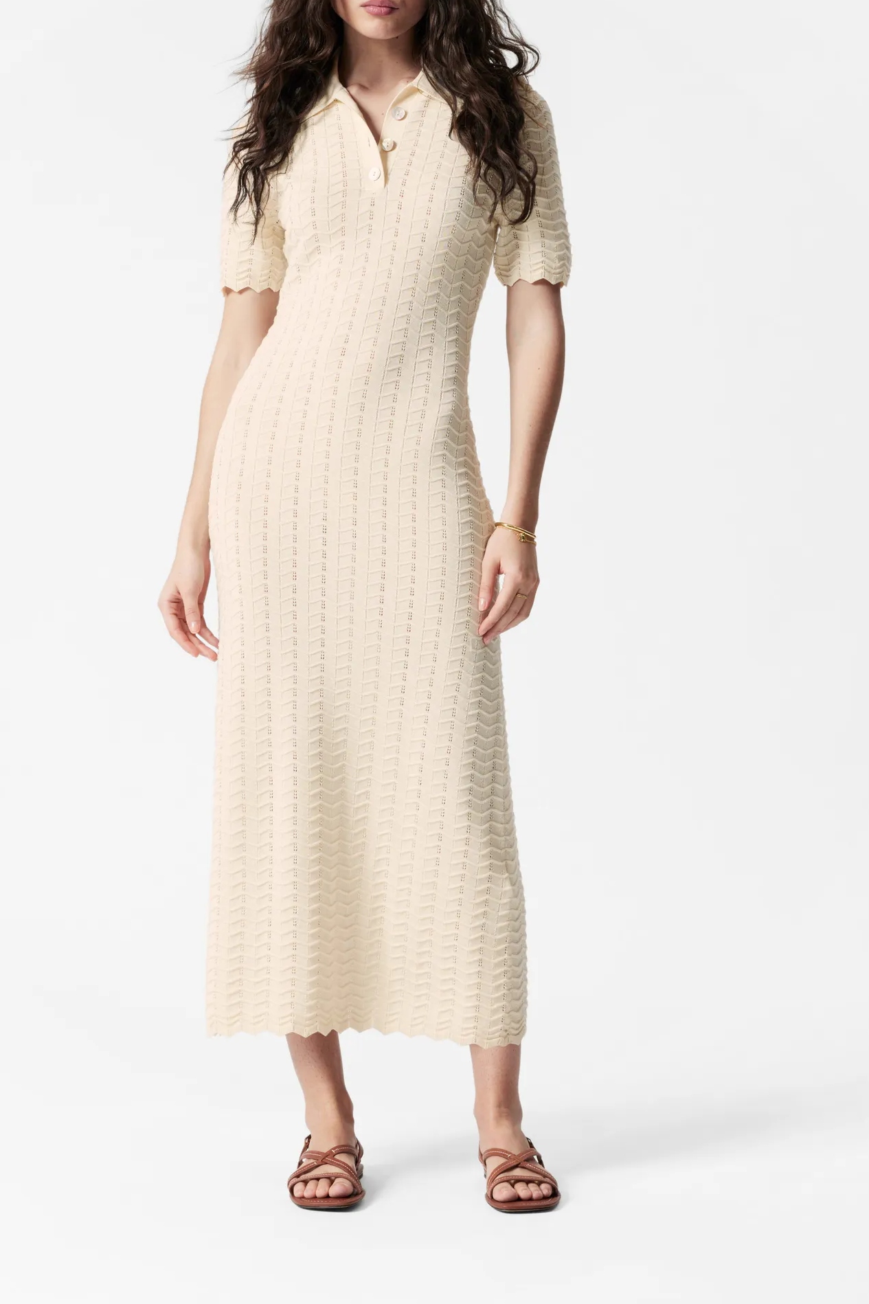& Other Stories, Pointelle-Knit Midi Dress