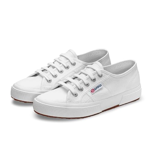 Superga 2750 Cotu Classic Canvas Sneakers for Men &amp;amp; Women - Iconic Italian Men&amp;rsquo;s and Women&amp;rsquo;s Tennis Shoes With Breathable Upper, Non Slip Rubber Sole, White - 4.5 Men / 6 Women