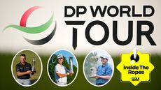 A DP World Tour logo and insets of Ryan Fox, Kristoffer Reitan and Robert MacIntyre holding trophies with a yellow Inside The Ropes sticker in the bottom-right