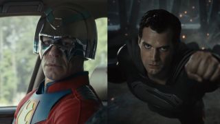 Peacemaker in Season 2 and Henry Cavill's Superman in Zack Snyder's Justice League side by side