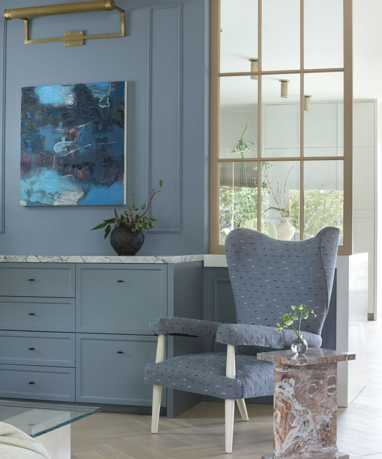 Kyle Richards' blue living room taps into a bold color trend Homes