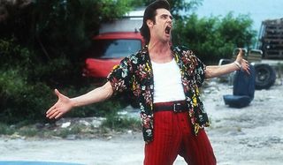 Ace Ventura: Pet Detective Jim Carrey makes some noise in the middle of a junkyard