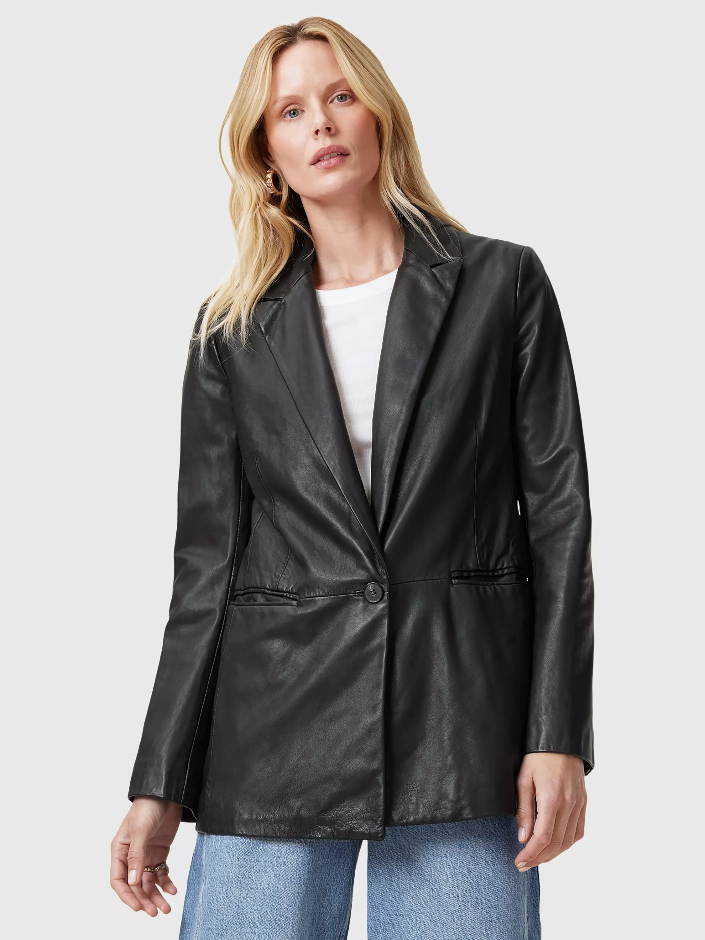 Allsaints Deri Leather Blazer, Black