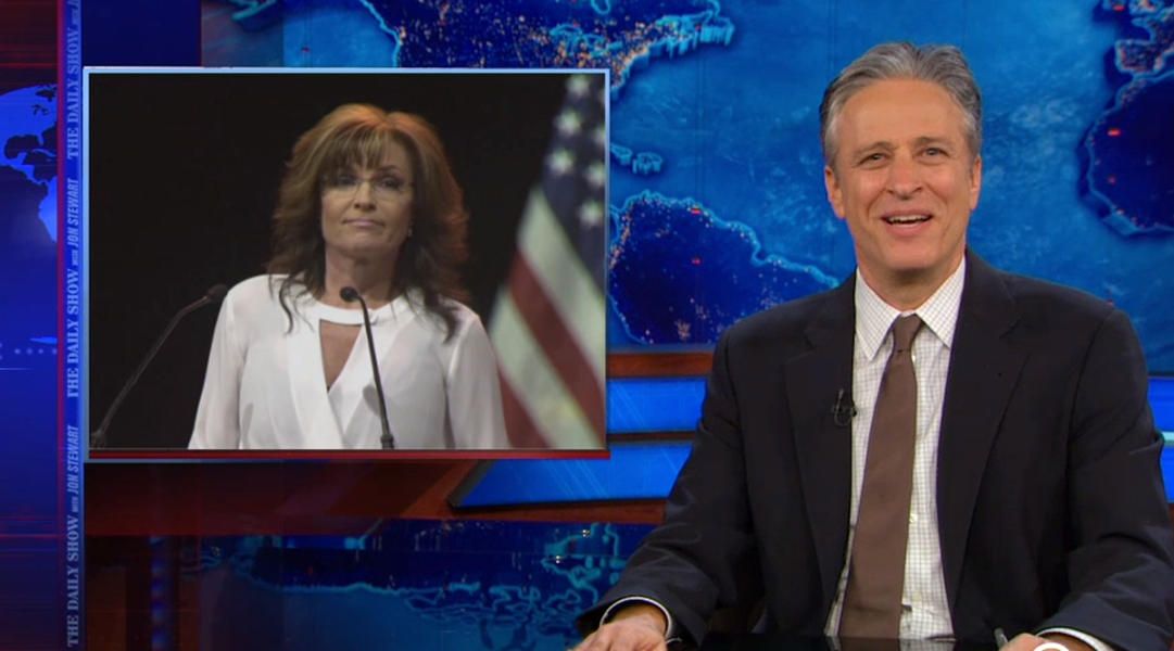 Jon Stewart sorrowfully mocks Sarah Palin and the &amp;#039;paranoid&amp;#039; NRA