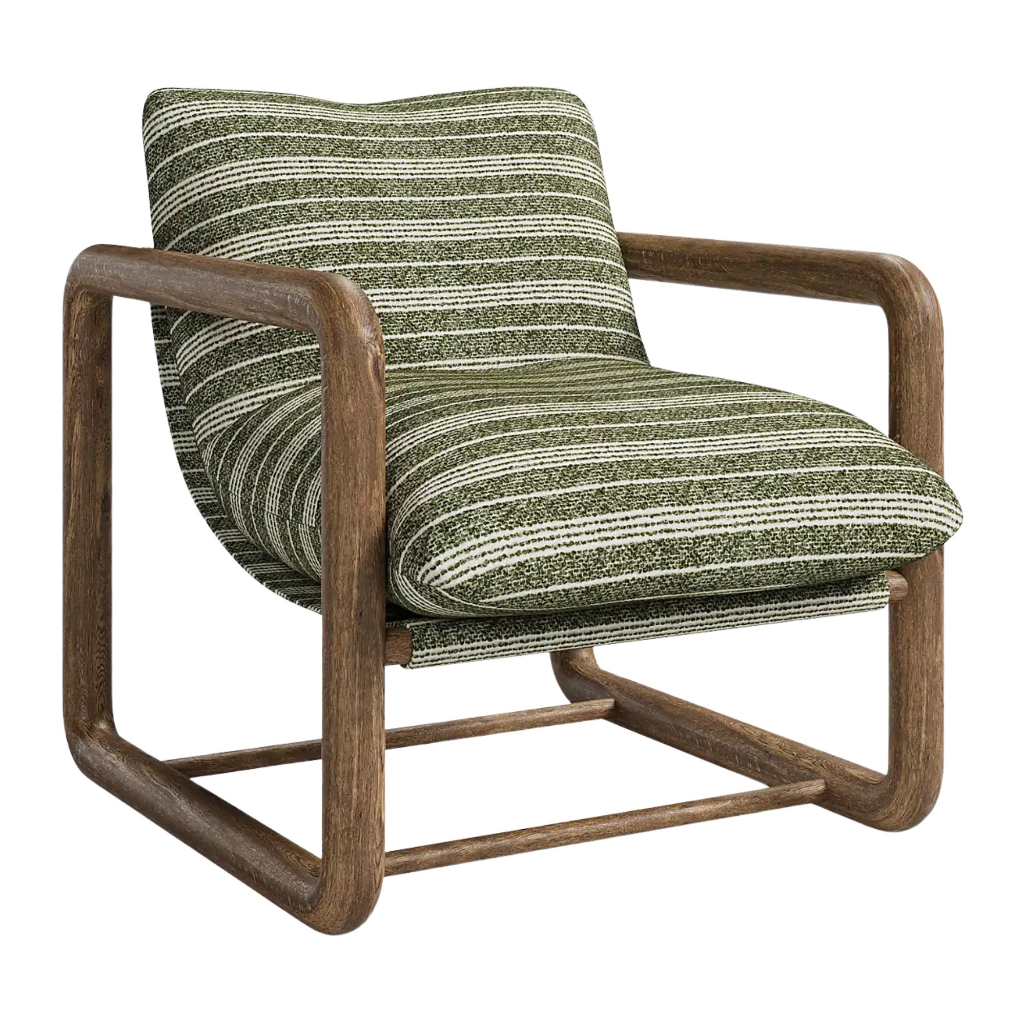 Dunelm, Malia Boucl&amp;eacute; Stripe Chunky Wooden Occasional Armchair