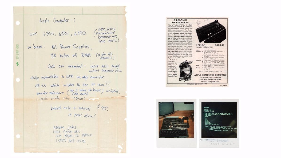 Steve Jobs handwritten Apple-1 ad copy auction