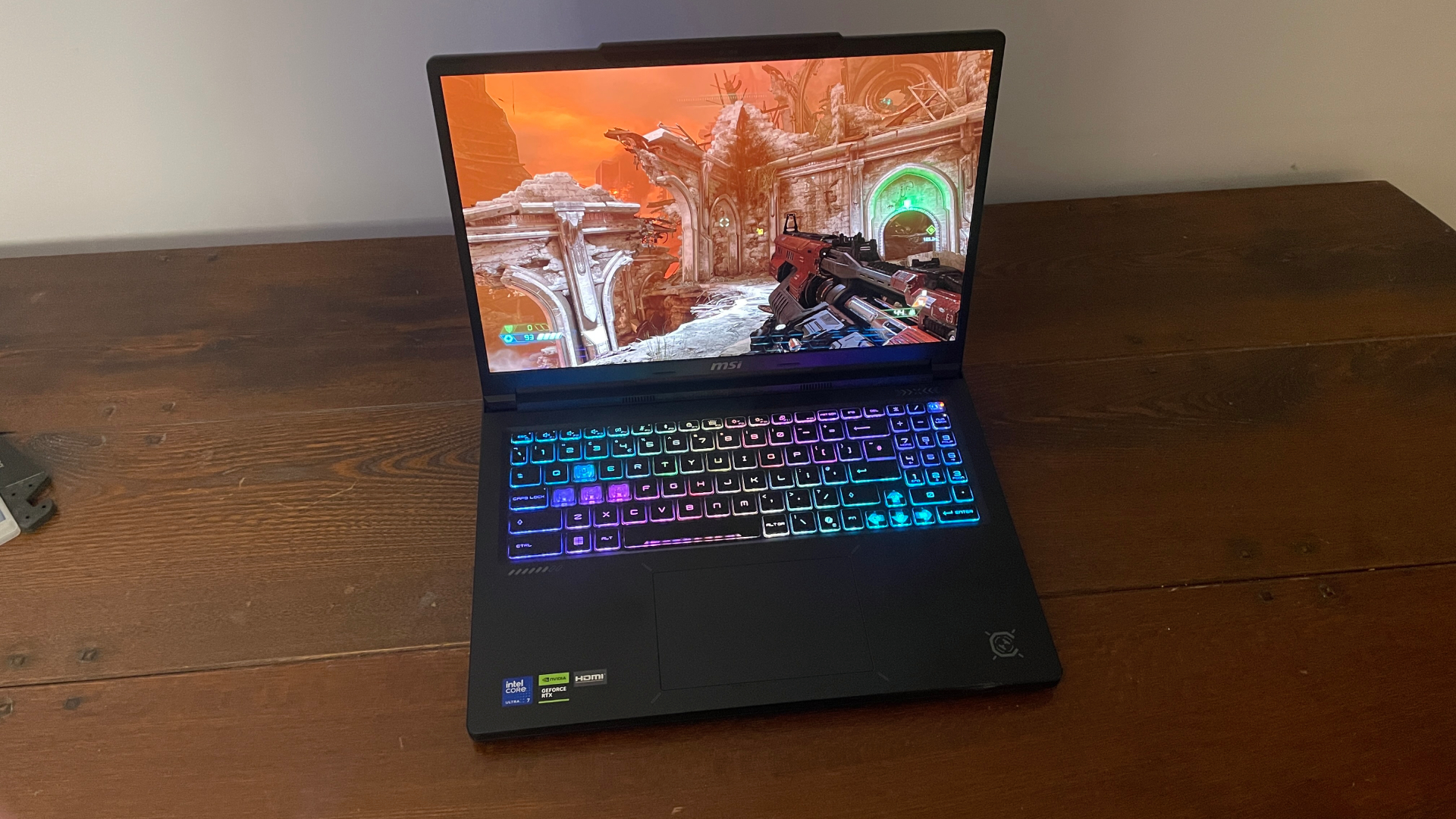 An MSI Crosshair 16 Max HX E2W gaming laptop.