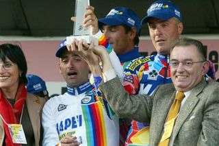 Giorgio Squinzi with Paolo Bettini on the podium of Il Lombardia. Photo: Graham Watson