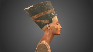 Nefertiti's face was carved in limestone by the court sculptor Thutmos, in 1340 B.C.