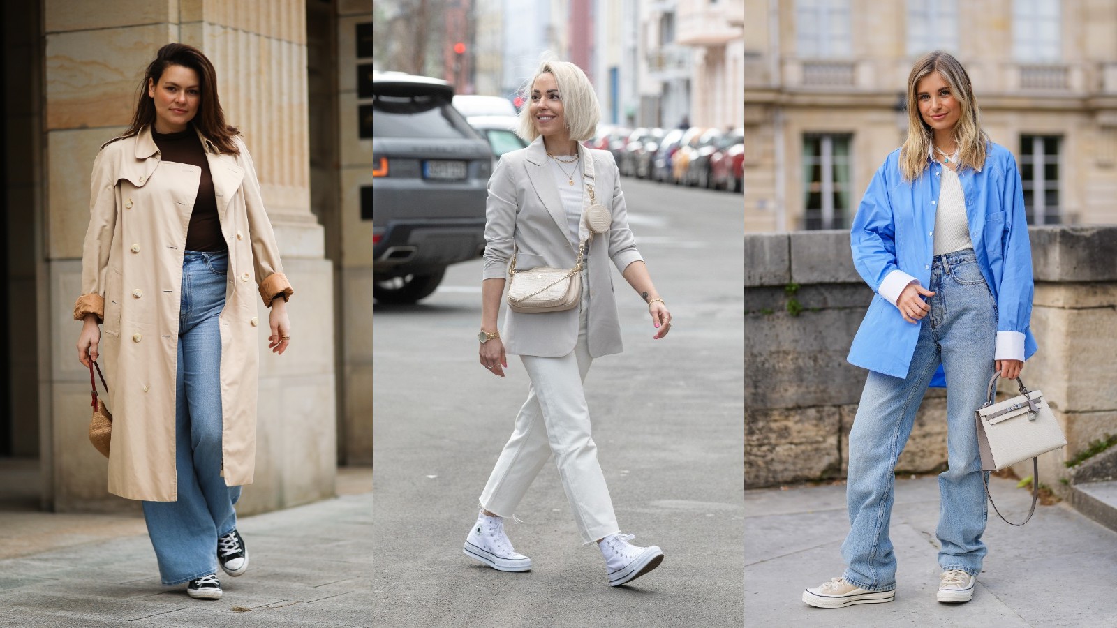 Street style influenceři ukazující, jak nosit vysoké conversky k džínám