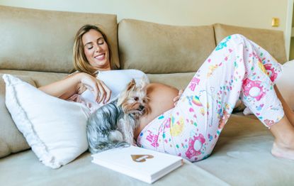 pregnant woman with dog