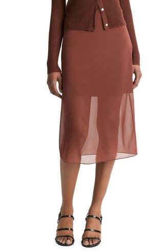 Sheer Slit Pencil Skirt