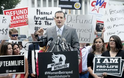 Ted Cruz at a protest against Planned Parenthood