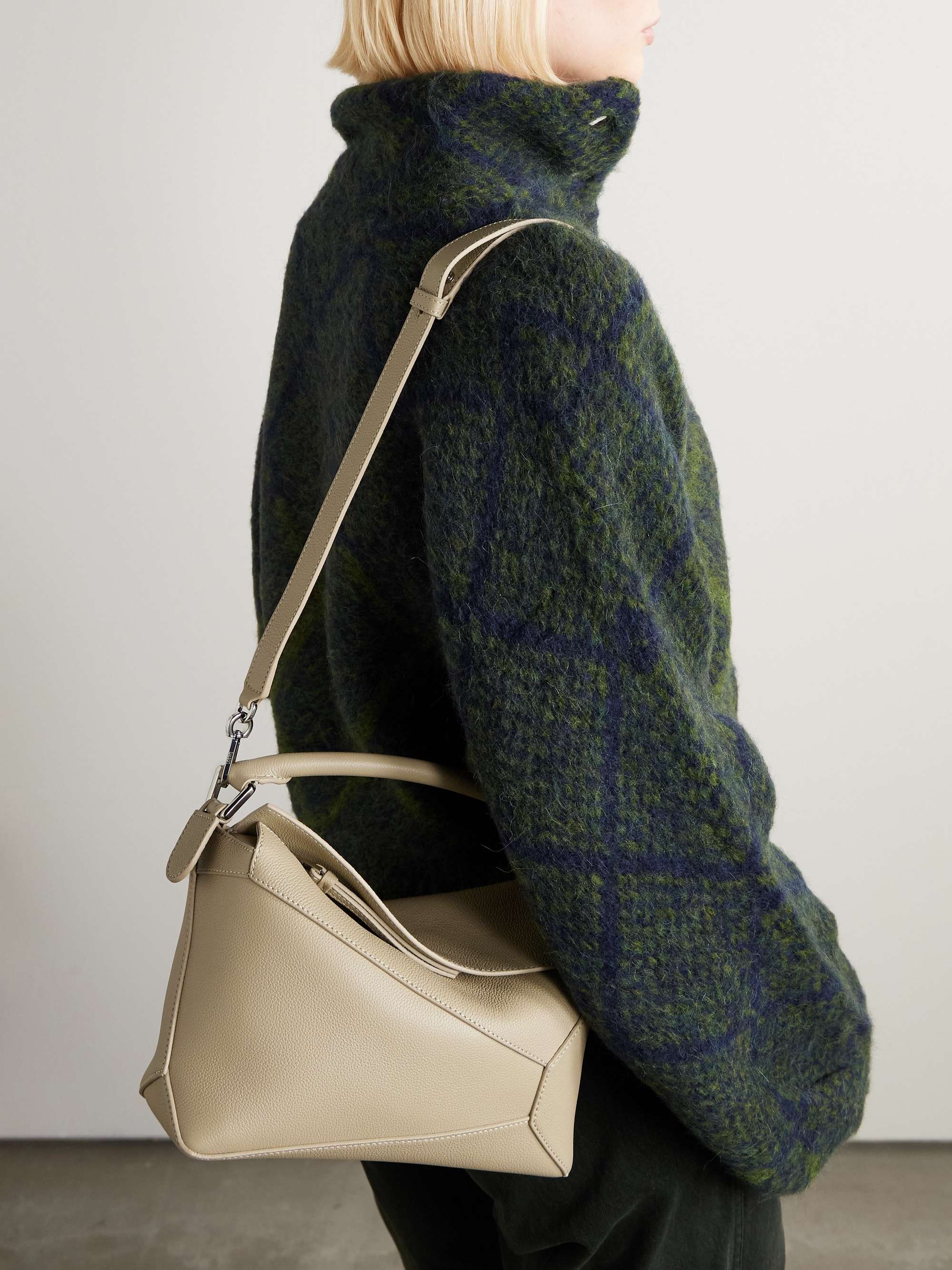 Puzzle Edge Small Textured-Leather Shoulder Bag