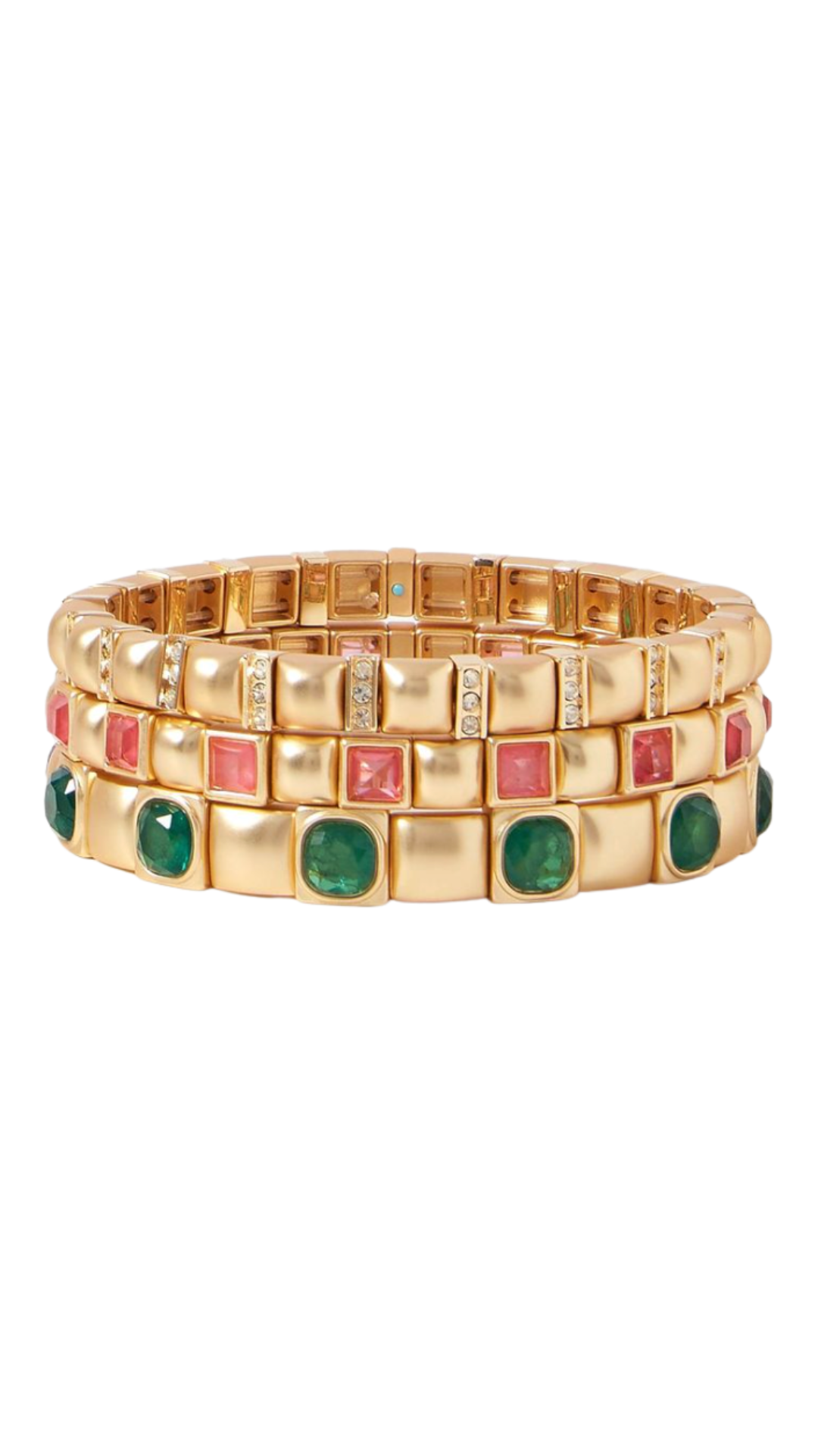 ROXANNE ASSOULIN, The Jeweled Set of Three Gold-Tone and Cubic Zirconia Bracelets