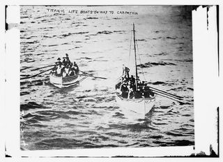 life boats leaving the Titanic