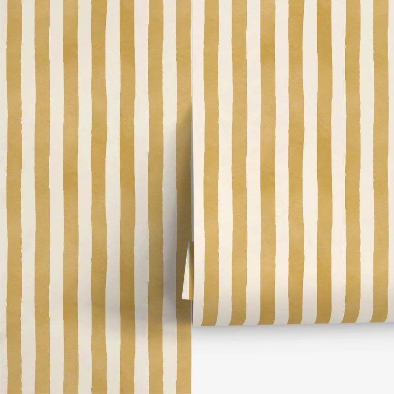 yellow and cream striped wallpaper