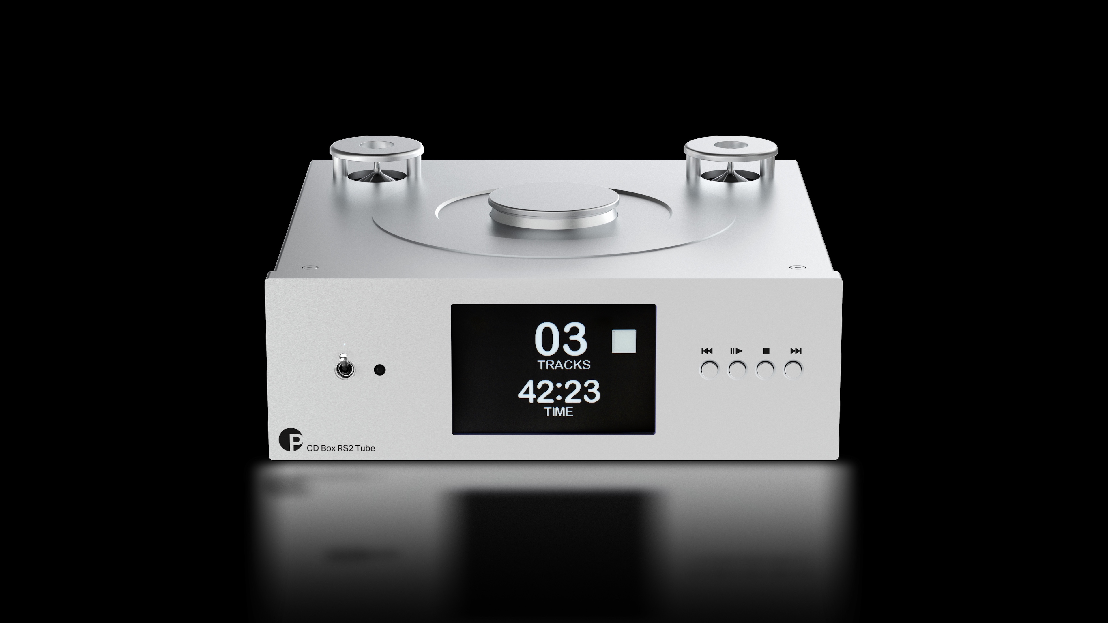 The Pro-Ject CD Box RS2 Tube CD transport on a black background.