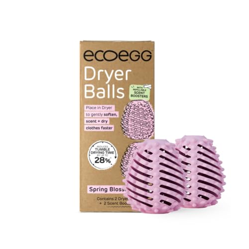 Ecoegg Dryer Balls | Spring Blossom | Reduces Drying Time | Tumble Dryer Balls Replacement | Freshens and Softens Clothes | Hypoallergenic | 2 Eggs | Scent Boosters