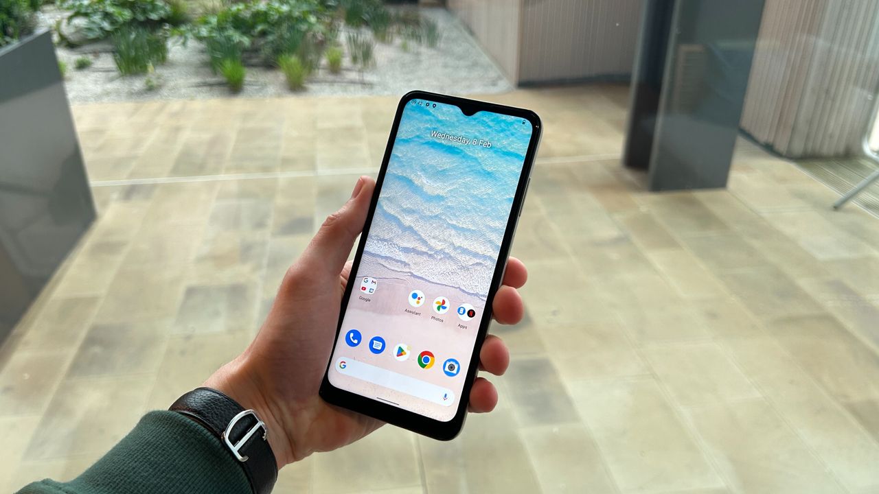 The Nokia G22 screen, as seen in hand