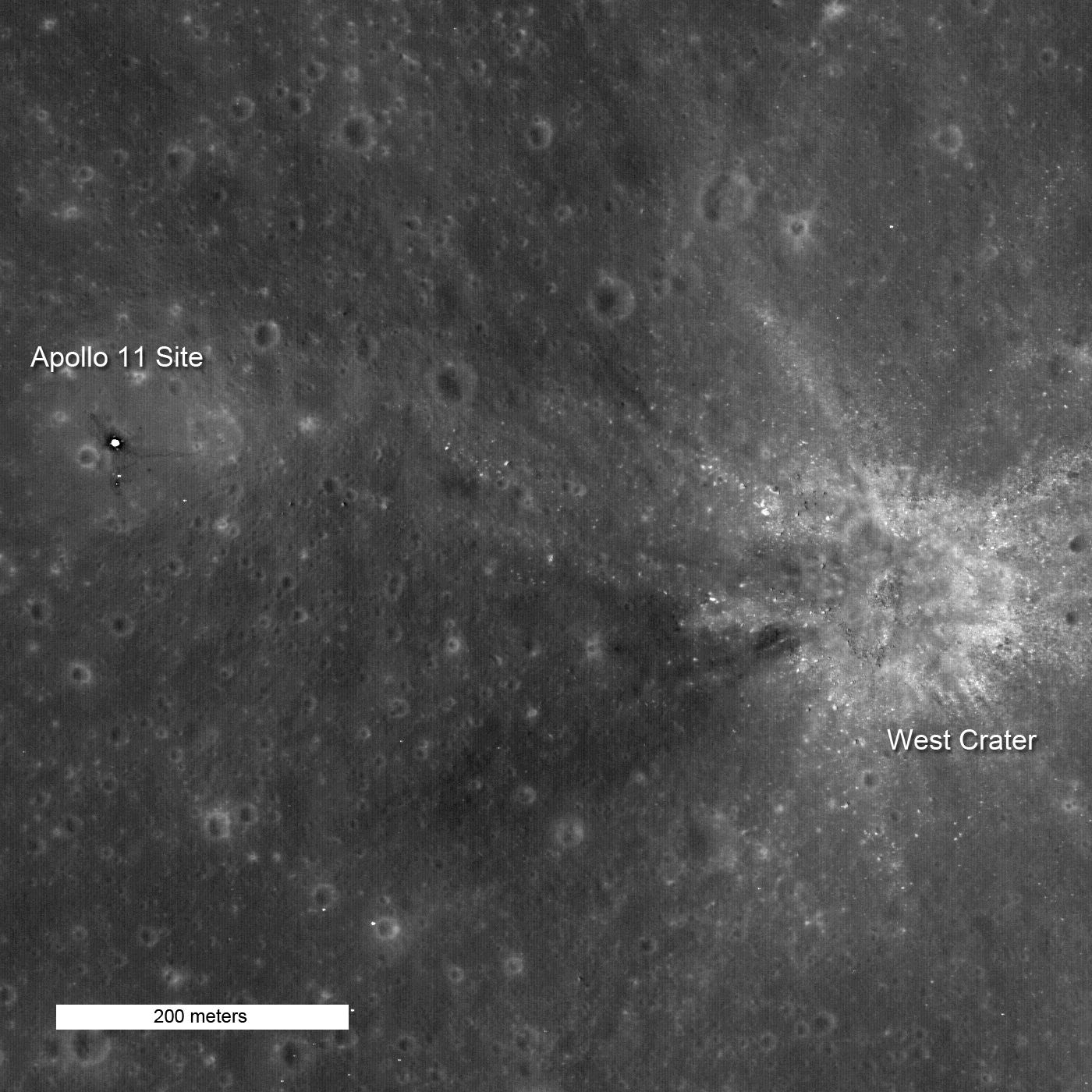 NASA's Lunar Reconnaissance Orbiter photographed the Apollo 11 lunar module and the rest of the mission's landing site in 2009.