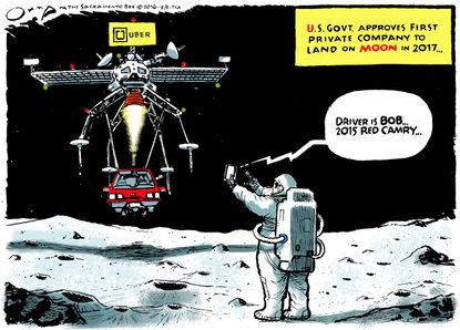 Editorial cartoon U.S. Uber on the moon