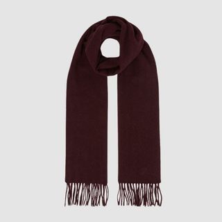 flat lay image of burgundy scarf