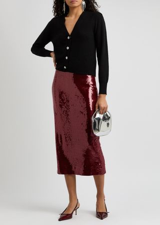 Koa Sequin-Embellished Midi Skirt