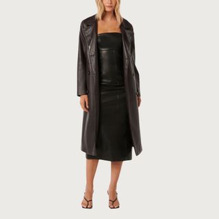 Image of brown leather trench coat