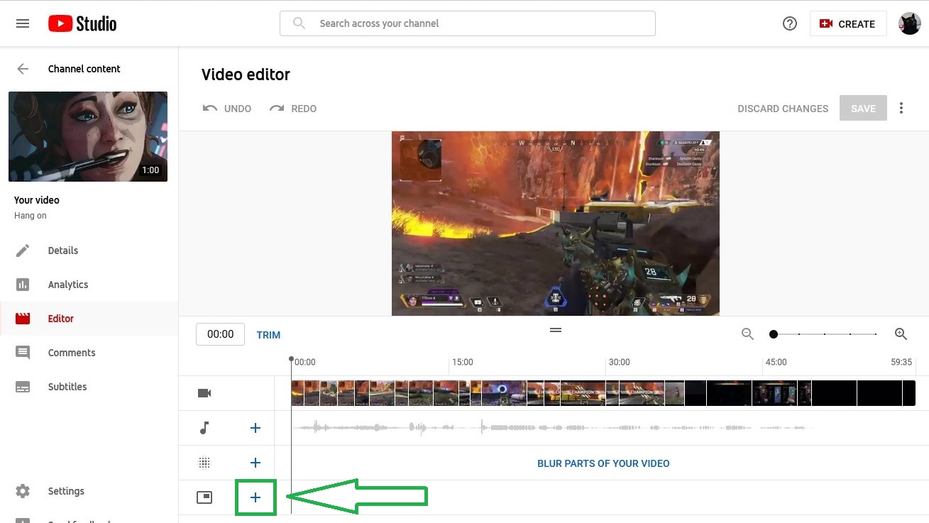 How to edit videos on YouTube: Add an end screen step 1: Click the + symbol in the timeline's end screen section