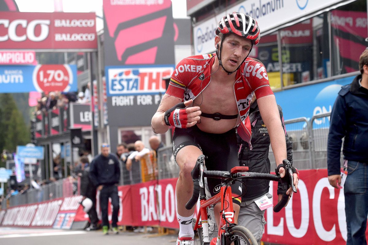 Jurgen Van den Broeck looking disappointed after losing time today
