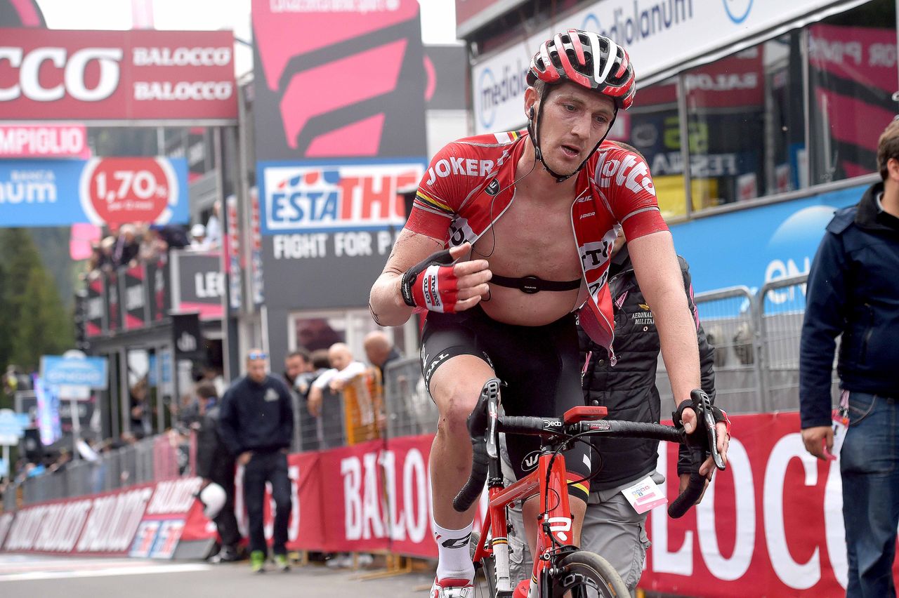 Jurgen Van den Broeck looking disappointed after losing time today