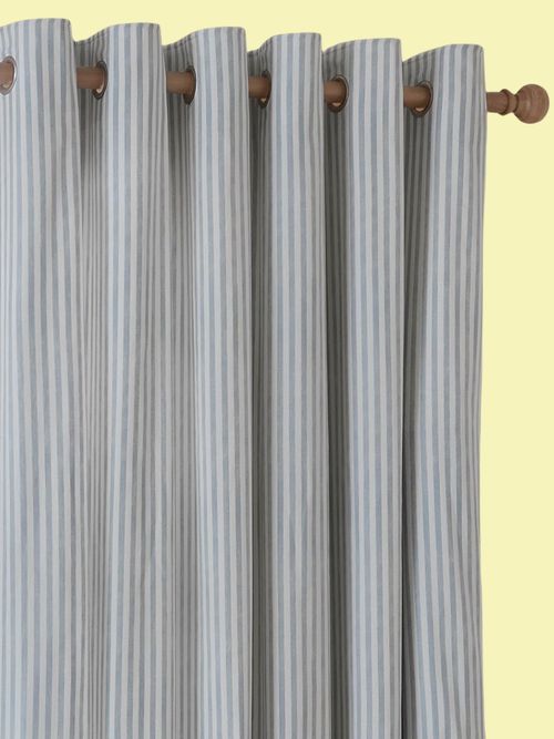 Hebden Eyelet Curtain Pair - Ultra Soft Cotton Lined Striped Curtains 