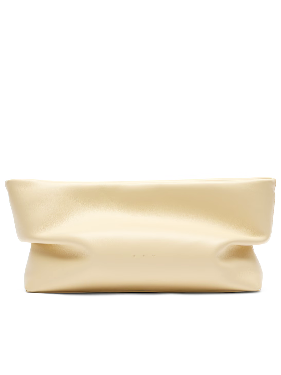 Nina Medium Leather Clutch in Yellow - Aesther Ekme