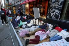 Migrants sleep outside in New York City