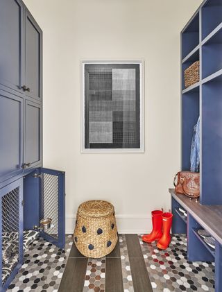mudroom with integrated dog bed