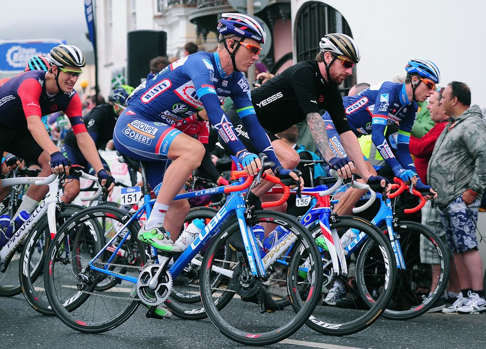 Bradley Wiggins near the start of stage 6 in Britain