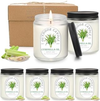 Citronella Candles Outdoor, 45oz 300h Large Citronella Candles, 6 Pack Jar Candles for Home Scented, Fresh Citronella Oil Candles Sets for Outdoor Indoor Bedroom Kitchen Garden Patio Balcony Camping