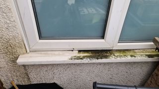 Before cleaning a window sill