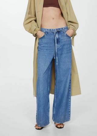 Wideleg Jeans With Adjustable Drawstring - Women