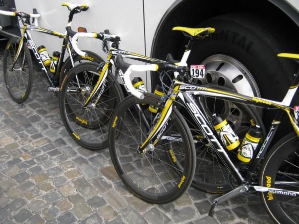 The HTC-Columbia team's Scott bikes
