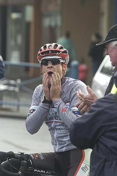 Oh my god that was tough: Race winner Bernard Sulzberger (Fly V Australia) was glad to get to New Norfolk after spending more than five hours in the saddle.