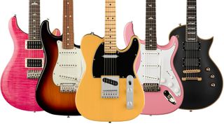 PRS, Fender and ESP electric guitars