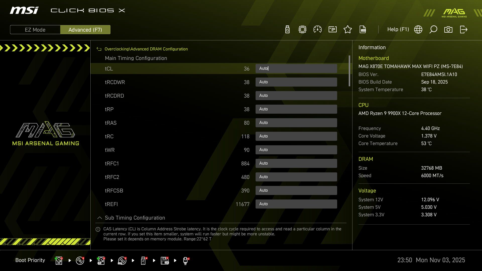 MSI X870E Tomahawk MAX Wifi PZ BIOS