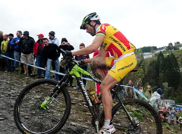 Jose Antonio Hermida Ramos (Multivan Merida) climbs early in the race
