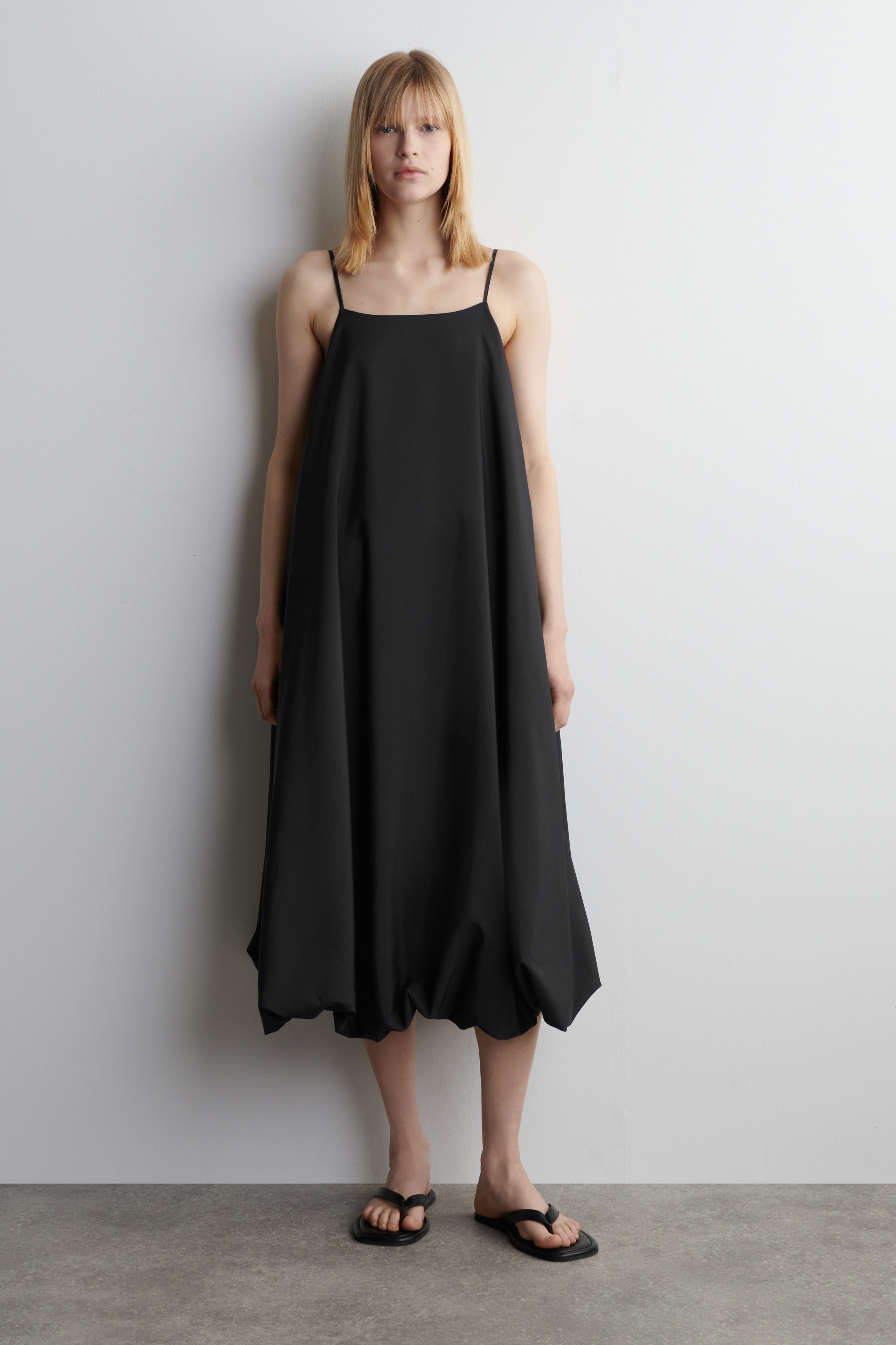 Bubble-Hem Midi Dress