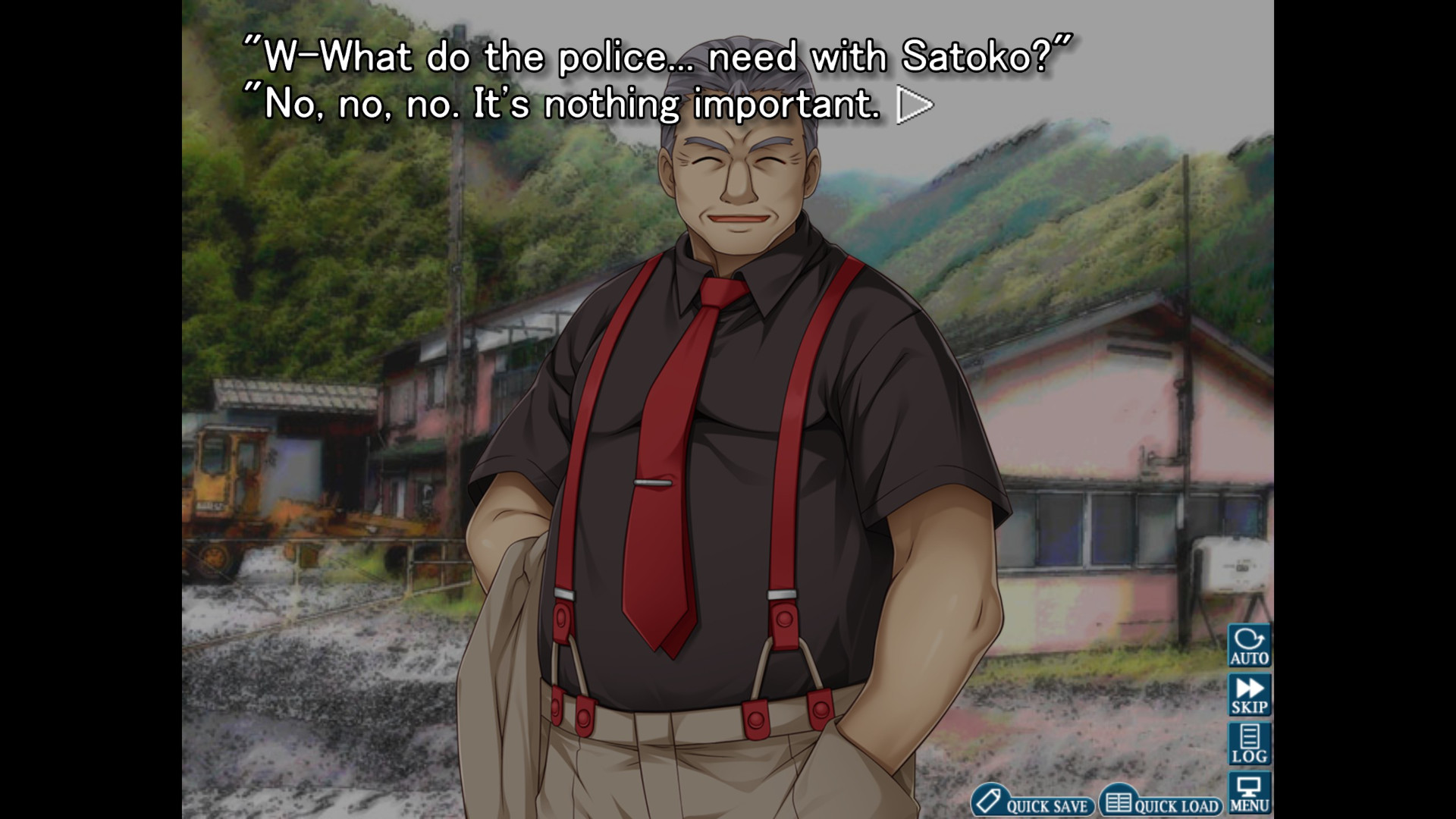 Ooishi questions Keiichi at the school in Higurashi: When They Cry